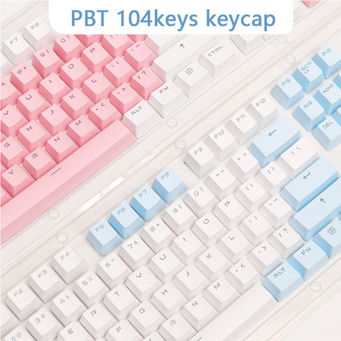 Estampado cereza cielo Tema 104 clave teclas llaves tapas de teclado mecánico juego Teclado mecánico MX de teclas #Azul  Blanca） 