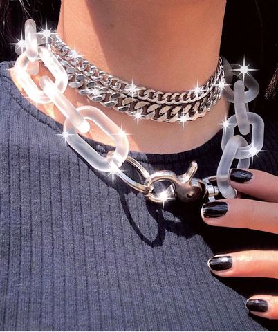 Harajuku, collar de resina para Mujer, Cuenta de joyería, cadena femenina, símbolo de Internet, Gargantilla para chica, Punk Rock, Collares para Mujer CL58 ► Foto 1/6