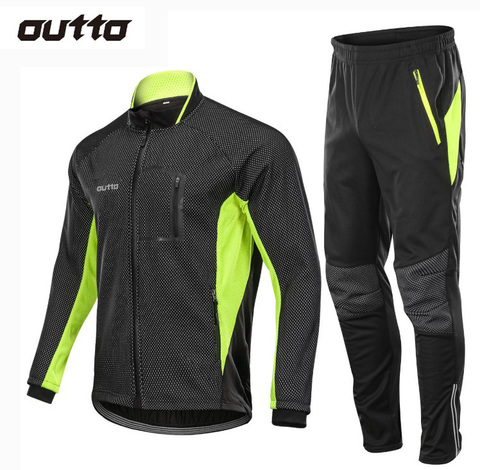 Chaqueta y pantalón de invierno abrigado de lana a prueba de viento ropa deportiva térmica al aire libre impermeable hombre Racing ciclismo conjuntos ► Foto 1/6