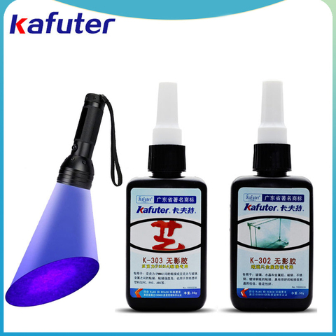 Pegamento curado con UV Kafuter, pegamento curado UV fuerte de 50ml, K-303/302, 51LED, linterna UV, adhesivo para curado de cristal y Metal ► Foto 1/6