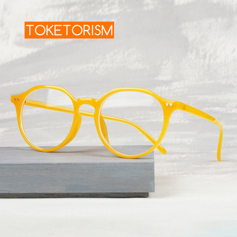 Toketorism-Gafas de gran tamaño para mujer y hombre, montura amarilla a la moda, con bloqueo de luz azul ► Foto 1/6