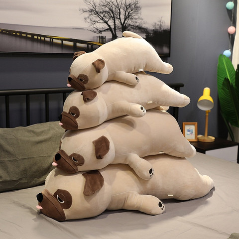 Pug Kawaii de 55-90cm para niños, juguetes de peluche de perros, almohada para dormir, regalo de cumpleaños, Navidad, San Valentín ► Foto 1/6