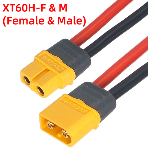 Amass-conector de Cable XT60 macho y hembra, conector XT60H con cubierta de funda, 14AWG, 12AWG, Cable de silicona para batería Lipo RC, Dron FPV ► Foto 1/6