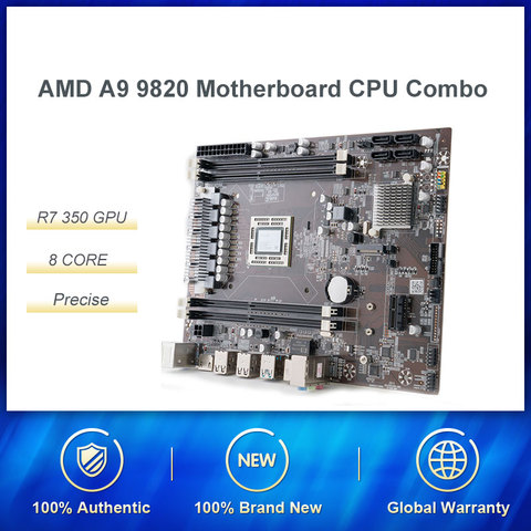 AMD-ordenador de sobremesa AMD A9-9820, 8 núcleos, ACU R7 350 GPU con placa base ComboSupport DDR3 2,35 GHz en comparación con i5 7400, conjunto de alto rendimiento ► Foto 1/4