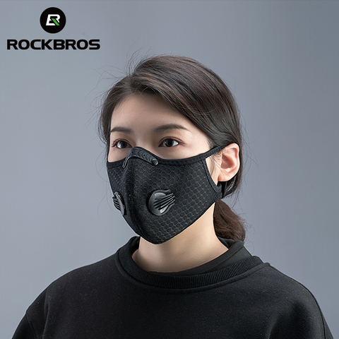 Máscara filtro facial ROCKBROS para ciclismo PM2.5 anit-fog respirador transpirable a prueba de polvo para bicicleta, máscara antipolvo de Protección deportiva, antigotitas ► Foto 1/6