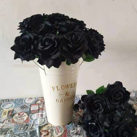 50cm negro Artificial rosas rama con flores boda inicio decoración de la tela de franela Linda Rosa Flores 8 colores para elegir ► Foto 1/6