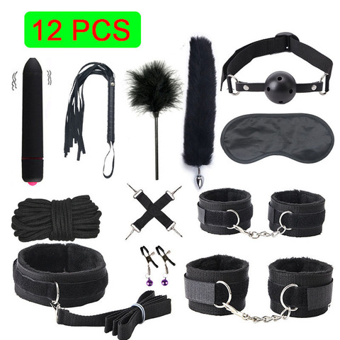 Productos sexuales exóticos para adultos, juegos de Bondage de cuero, Kits de BDSM, esposas, Juguetes sexuales, látigo, mordaza, tapón trasero, accesorios sexuales para mujeres ► Foto 1/6