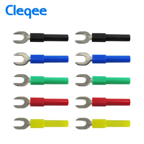 Cleqee P4003 10 Uds., 5 colores, 6mm de ancho, tipo U Y, arpón de inserción de soldadura a 4mm, conector Banana, accesorios de prueba, 30V/36A ► Foto 1/6