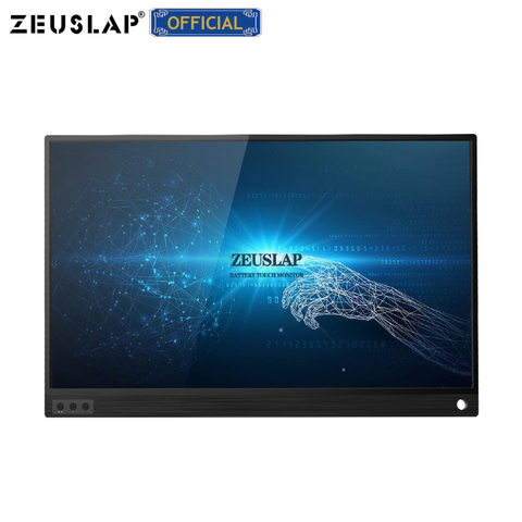 Pantalla táctil portátil ZEUSLAP Monitor 1920x1080 FHD IPS Pantalla de 15,6 pulgadas batería recargable con Funda de cuero ► Foto 1/6