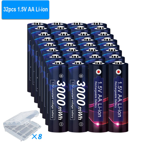 Pilas recargables AA de 1,5 V para uso en ktv, 3000mWh recargables de iones de litio de baterías AA, AA, 1,5 v, 32 Uds. ► Foto 1/6