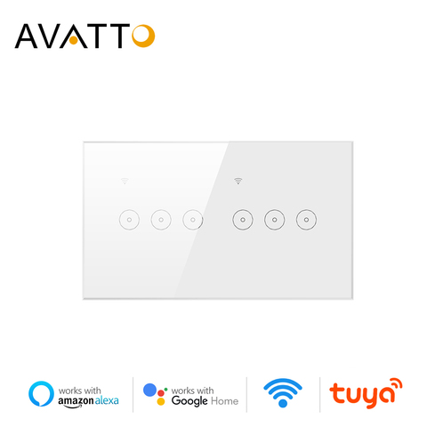 AVATTO-Interruptor táctil para luz inteligente, interruptor de pared estándar europeo de 1/2/3/4/5/6 entradas, WiFi, Control por voz Tuya, funciona con Alexa, Google Home ► Foto 1/6