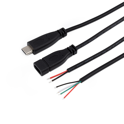 De alta calidad 20cm negro tipo-c Usb hembra macho 2 4 Alambre de Cable de alimentación despojado corriente máxima 3A para pastel de frambuesa DIY ► Foto 1/4