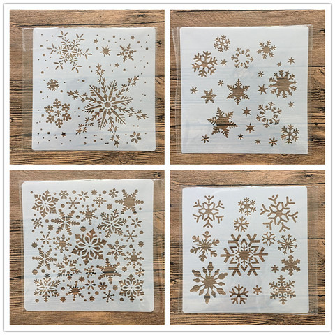 Molde de mandala para manualidades de copo de nieve, 20x18 cm, para pintar, plantillas estampadas, álbum de fotos, tarjeta de papel en relieve sobre madera, tela, pared ► Foto 1/5