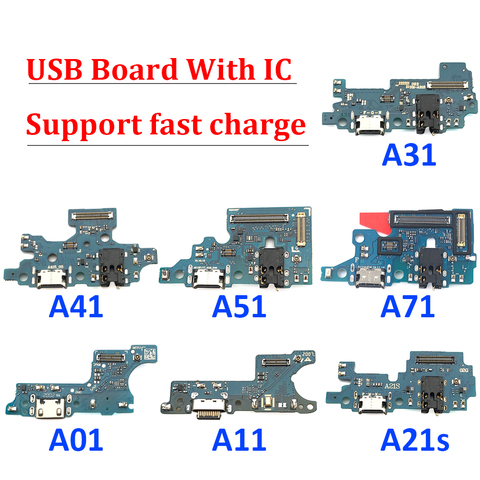 Puerto de carga USB para Samsung Galaxy A01 A11 A21S A31 A41 A51 A71 A70s, Cable flexible con micrófono ► Foto 1/6