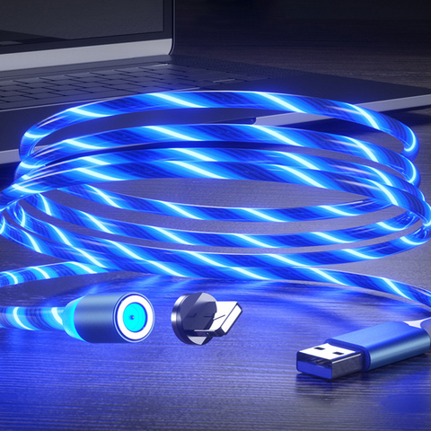 Tutew de carga magnética Cable de teléfono móvil de flujo luminoso iluminación Cable de cable del cargador para Samaung LED Micro USB tipo C para iphone ► Foto 1/6