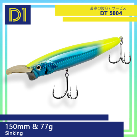 D1 Riser cebo de pesca señuelo 150mm 77g hundiendo atraer metal labio de Pesca de Mar Popper tipo splash acción difícil falsos señuelos DT5004 ► Foto 1/6