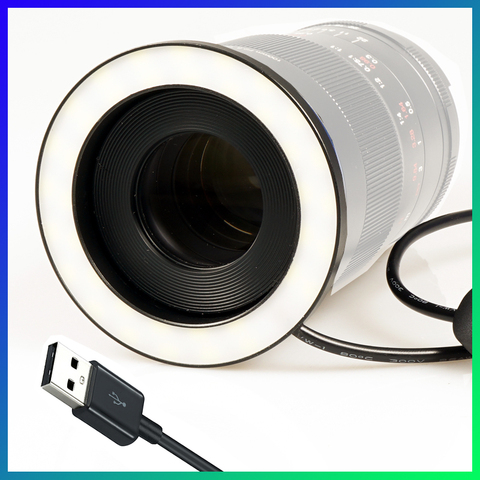 Anillo de luz LED Macro para Canon, Nikon, lente de cámara DSLR, incluye adaptador, funciona con Banco de energía, herramientas de fotografía ► Foto 1/5