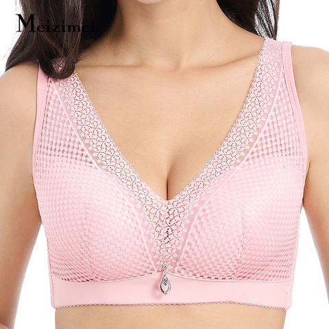 Meizimei-Sujetador de encaje sin aros para mujer, lencería Sexy, Bralette para chica, talla grande, bh, push up, ropa interior ► Foto 1/6