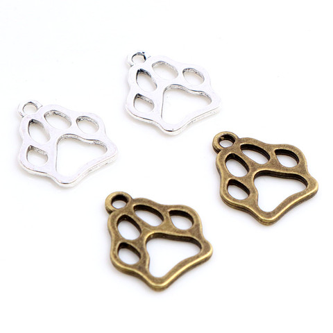 19x17mm 20 piezas antiguas de bronce chapado en plata gato o perro huella hecha a mano encantos colgante: DIY para collar de pulsera ► Foto 1/4