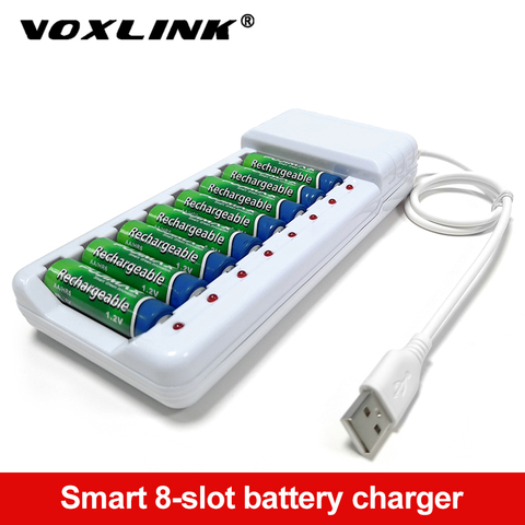 VOXLINK-cargador de batería con salida USB, 8 ranuras para pilas recargables AA/AAA ni-cd para micrófono y cámara de control remoto ► Foto 1/6