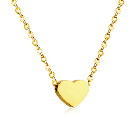 LUXUKISSKIDS-collares colgantes de corazón para mujer y hombre, gargantilla de acero inoxidable, cadena de eslabones, conjunto de collar dorado, joyería ► Foto 1/6