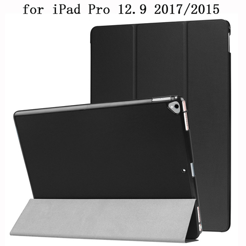 Sólido gamuza PU Funda de cuero para ipadpro iPad Pro 12 9 12,9 2017 A1671 2015 A1652 Tablet funda con soporte cubierta de la PC inteligente dormir Shell ► Foto 1/6