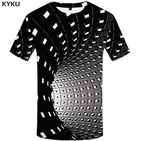 KYKU psicodélica T camisa de los hombres 3d camiseta mareos impreso negro Camiseta de manga corta Camiseta Punk ropa informal de hombre verano tops ► Foto 1/6