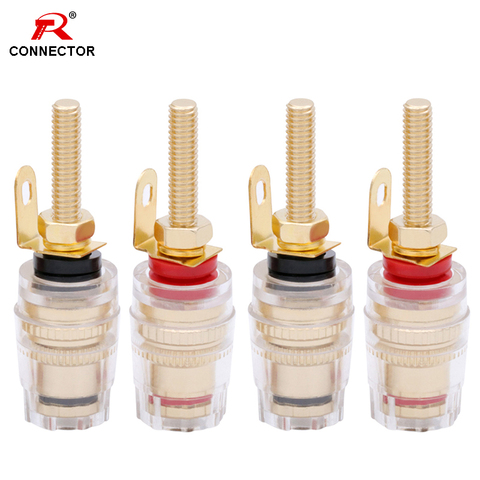 Terminales de Cable HIFI chapados en oro, 4 Uds., 4MM, Color rojo y negro, conector amplificador de altavoz ► Foto 1/6