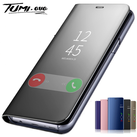 Funda abatible con espejo para Samsung Galaxy, protector con tapa para Samsung Galaxy A10 A30 A40 A50 A70 A80 M20 M30 J4 Plus J6 2022 S7 edge S8 S9 Plus S10 Note 10 Pro 8 9 ► Foto 1/6