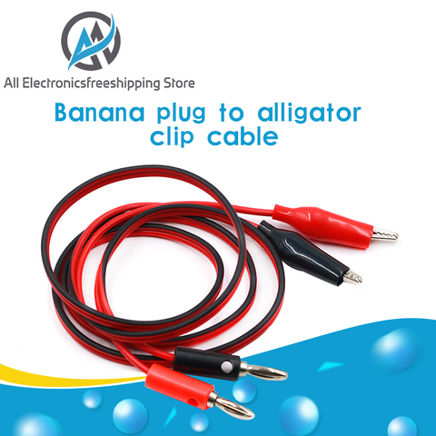 Pinza de cocodrilo Dual a conector Banana, Cable de sonda de prueba de osciloscopio de 1M, 3 pies, rojo y negro, 4MM ► Foto 1/6