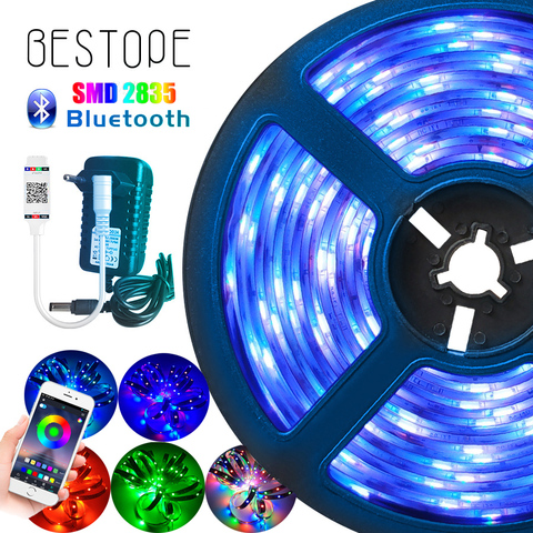 Tira de luces LED con Bluetooth cinta de luz led RGB SMD 2835 DC12V, luz LED resistente al agua 5m, 10m, cinta flexible de diodos con Bluetooth y mando a distancia ► Foto 1/6