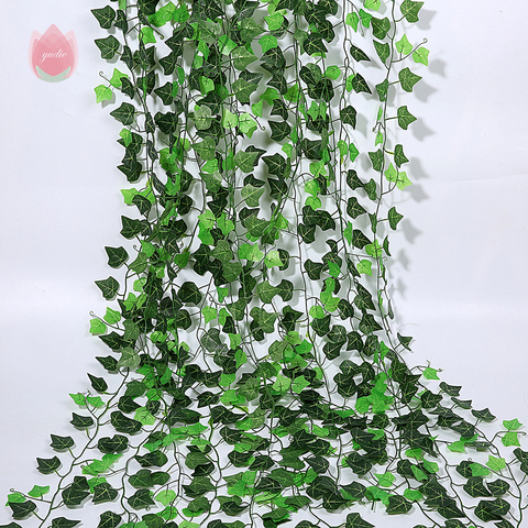 1 Uds 230Cm Seda verde Artificial colgante hoja guirnalda de plantas con hojas de vid Diy para la fiesta de la boda inicio baño decoración del jardín ► Foto 1/6
