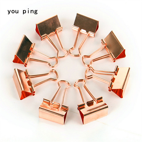 15mm 19mm 25mm 32mm 41mm 51mm Rose oro abrazadera de papel Binder Clips marcador Clips Memo Clip escuela suministros de oficina ► Foto 1/6