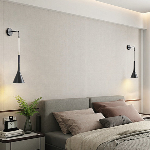 Luces LED modernas de pared para mesita de noche de dormitorio, candelabro de aluminio, color gris, blanco y negro, E27, iluminación para sala de estar ► Foto 1/6