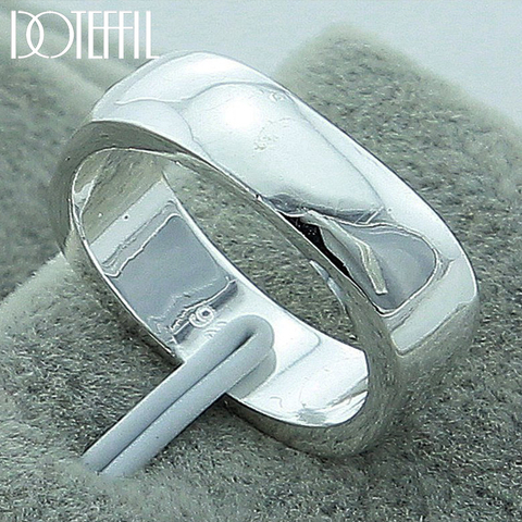 DOTEFFIL-anillos circulares cuadrados para mujer y hombre, de Plata de Ley 925, joyería para fiesta de compromiso ► Foto 1/6