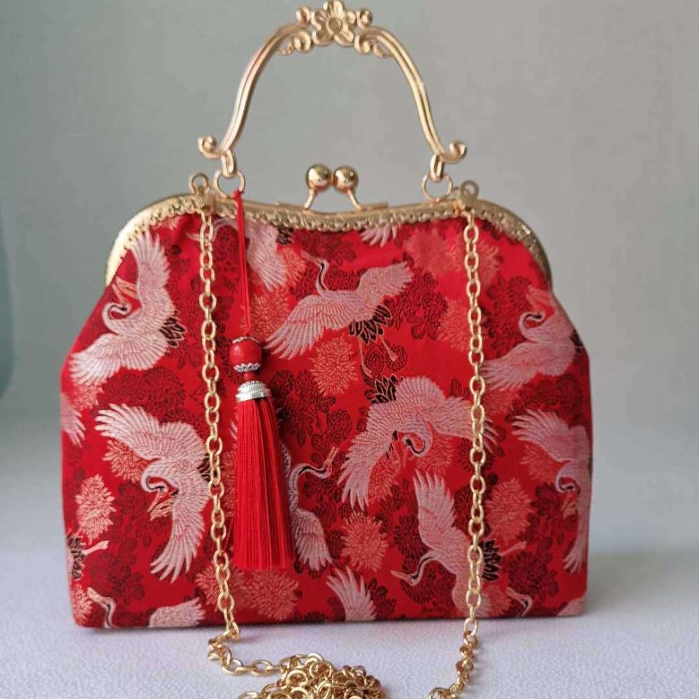 Bolso de estilo japonés hecho a mano para mujer, elegante, con cierre de beso, Concha, bolso de diseño Vintage, cadena, bolso de hombro tipo bandolera ► Foto 1/6
