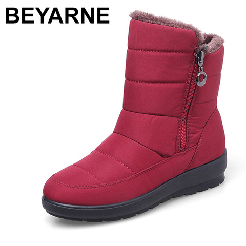 BEYARNE 2022 el nuevo impermeable antideslizante botas de invierno más algodón zapatos de terciopelo para mujeres caliente tamaño grande 41 42 nieve bootsE1068 ► Foto 1/6