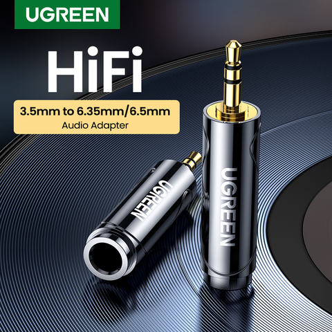 UGREEN 3,5mm a 6,5mm 6,35mm 1/4 adaptador chapados en oro de cobre puro macho de 6,5mm a AUX hembra a hembra Jack Mono adaptador de conector de Audio ► Foto 1/6