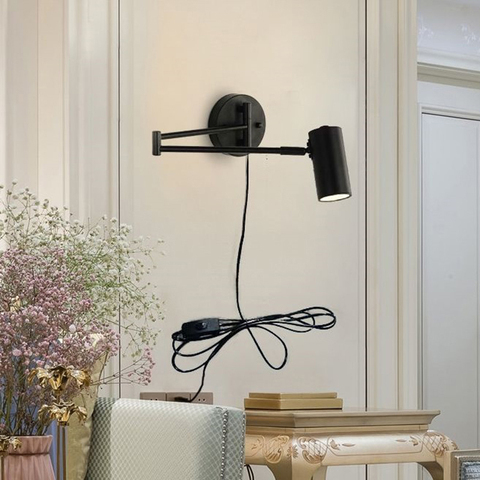 Candelabro nórdico con enchufe giratorio, lámpara LED COB de pared, iluminación de dormitorio, lámparas de interior, accesorios de iluminación de pared ► Foto 1/6