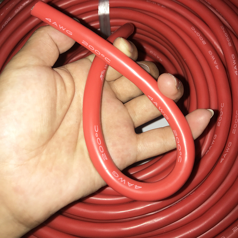 25mm2 4 AWG de alta temperatura de línea de silicona batería de prueba de cable de Cable de línea de negro, rojo silicona soporta el calor Alambre de Gel de sílice de Cable ► Foto 1/6