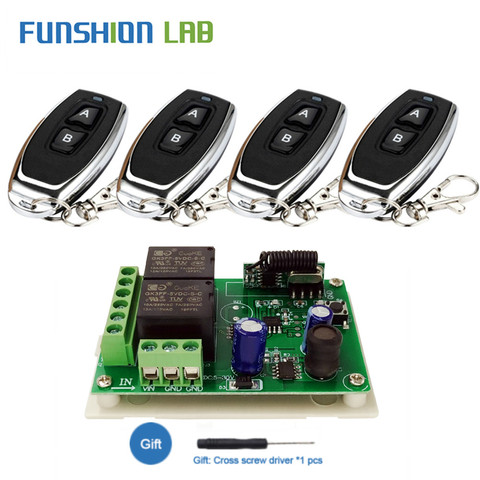 FIDC-Interruptor de Control remoto con 2 canales y 5 V, módulo de relé Universal de 24V, 2 retardo, 433MHz, receptor de interruptor de control remoto ► Foto 1/6