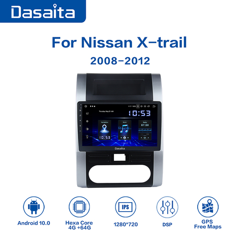 Dasaita-Radio con GPS para coche, reproductor con pantalla táctil de 10,2 pulgadas, 10,0 Android, estéreo, para Nissan x-trail 2008, 2009, 2010, 2011, 2012 ► Foto 1/6