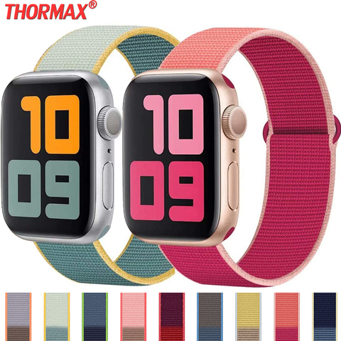 Deporte de Nylon de la venda de reloj para Apple Watch serie 5 5/4/3 suave transpirable ligero Correa pulsera, 42mm, 38mm 40mm 44mm correas ► Foto 1/6