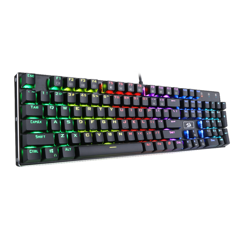 Redragon-teclado de juego mecánico K556 RGB retroiluminado con LED, con cable, cuerpo de aluminio, 104 teclas estándar ► Foto 1/6