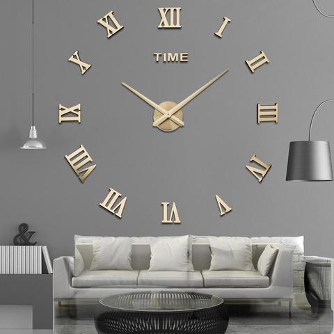 Oferta especial, reloj de pared con espejo acrílico grande 3d, reloj de cuarzo Diy, relojes de naturaleza muerta, decoración moderna para el hogar, adhesivos para el salón ► Foto 1/6