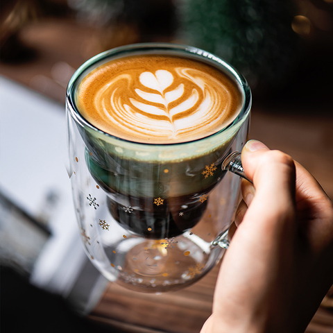 Tazas de vidrio de doble pared para árbol de Navidad, creativas, para café, zumo de leche, aislamiento de estrellas, regalo de Navidad para chica ► Foto 1/6