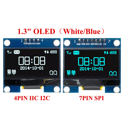 Módulo de pantalla OLED de 1,3 pulgadas, 1,3x1,3 SPI/IIC I2C, Color de comunicación, Módulo De Pantalla LED LCD OLED de pulgadas, Blanco/azul ► Foto 1/6