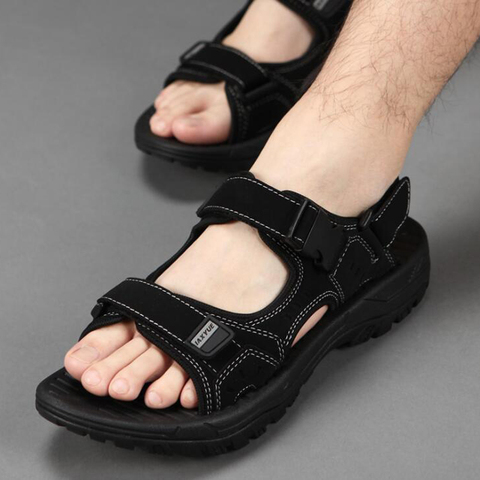 Sandalias de verano para hombre, zapatos de moda con gancho y bucle, calzado de playa resistente, color negro, novedad de 2022 ► Foto 1/6