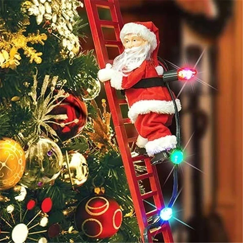 Escalera eléctrica de Papá Noel para escalar, decoración colgante de Navidad, de árbol de Navidad Adornos, fiesta, regalos para niños ► Foto 1/6