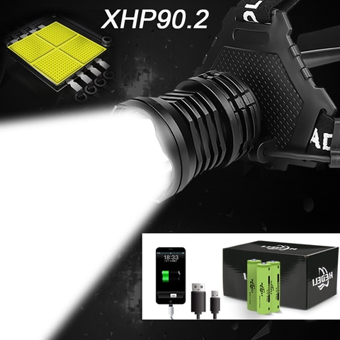 300000 lm xhp90.2 led cabeza de la lámpara xhp90 Faro de alta potencia linterna usb recargable 18650 xhp70 faro xhp50.2 zoom luz de la cabeza Garantía de un año 90 días de devolución gratuita ► Foto 1/6